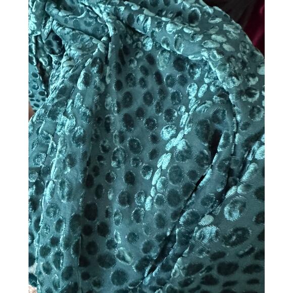 DKNY Burnout Velvet Flutter-Sleeve Midi Dress Size 12 Green NWT - Picture 10 of 12